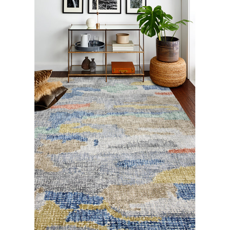 Bashian Rugs Luminous Handmade Tufted Gray/Blue/Yellow Area Rug Wayfair